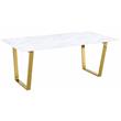 Bowery Hill Stone Dining Table in Gold with Sturdy Stainless Steel Base