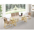 Bowery Hill Contemporary Glass Top Stainless Steel Dining Table in Gold