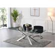 Bowery Hill Glass Dining Table in Chrome with Sturdy Stainless Steel Base