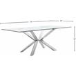 Bowery Hill Glass Dining Table in Chrome with Sturdy Stainless Steel Base