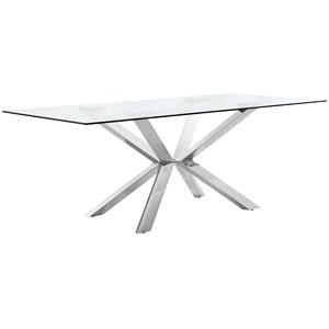Bowery Hill Glass Dining Table in Chrome with Sturdy Stainless Steel Base