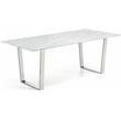 Bowery Hill Stone Dining Table in Chrome with Sturdy Stainless Steel Base