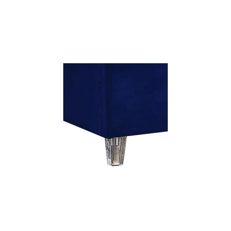 Bowery Hill Contemporary Solid Wood Tufted Velvet Full Bed in Navy