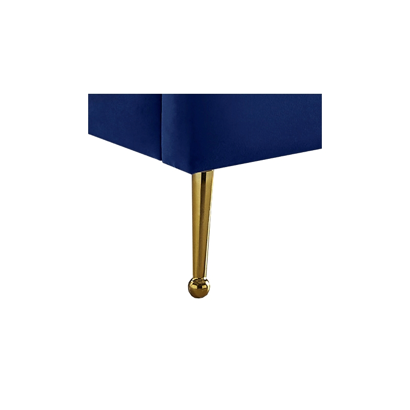 Bowery Hill Contemporary Solid Wood and Tufted Velvet Twin Bed in Navy
