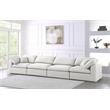 Bowery Hill Upholstered Cream Durable Linen Fabric Deluxe Modular Sofa