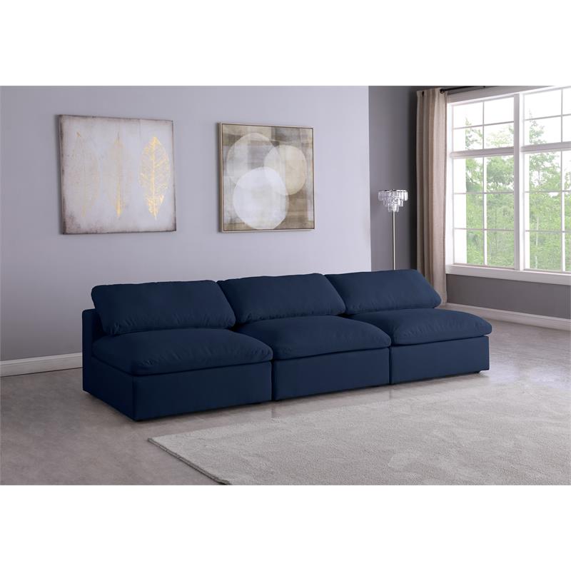 Bowery Hill Upholstered Deluxe Navy Linen Fabric Modular Armless Sofa