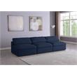 Bowery Hill Upholstered Deluxe Navy Linen Fabric Modular Armless Sofa