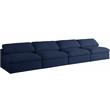 Bowery Hill Upholstered Deluxe Navy Linen Fabric Modular Armless Sofa