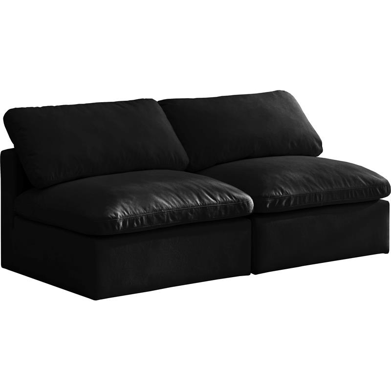 Bowery Hill Contemporary Standard Black Velvet Modular Armless Sofa
