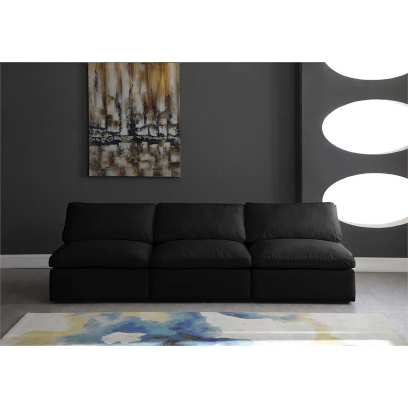 Bowery Hill Contemporary Standard Black Velvet Modular Armless Sofa
