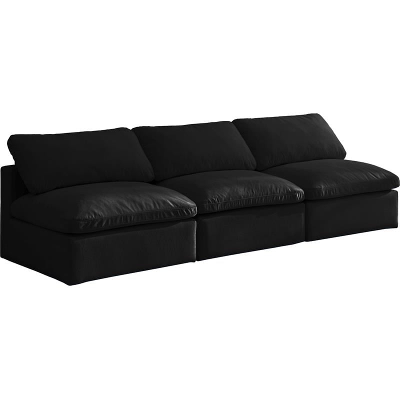 Bowery Hill Contemporary Standard Black Velvet Modular Armless Sofa