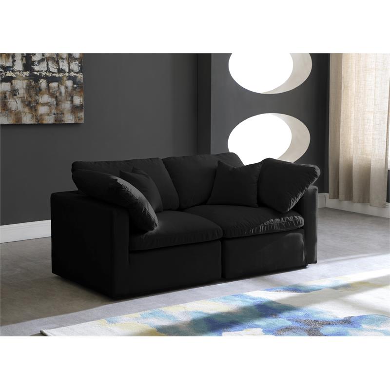 Bowery Hill Contemporary Soft Standard Black Velvet Modular Sofa