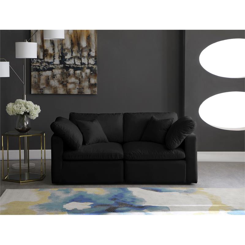 Bowery Hill Contemporary Soft Standard Black Velvet Modular Sofa