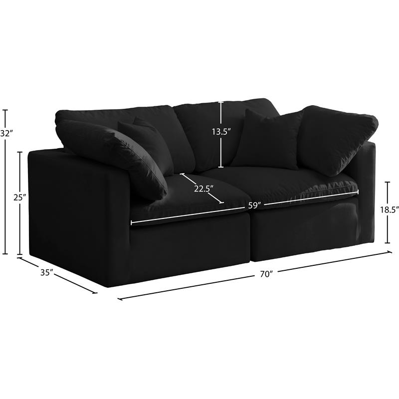 Bowery Hill Contemporary Soft Standard Black Velvet Modular Sofa