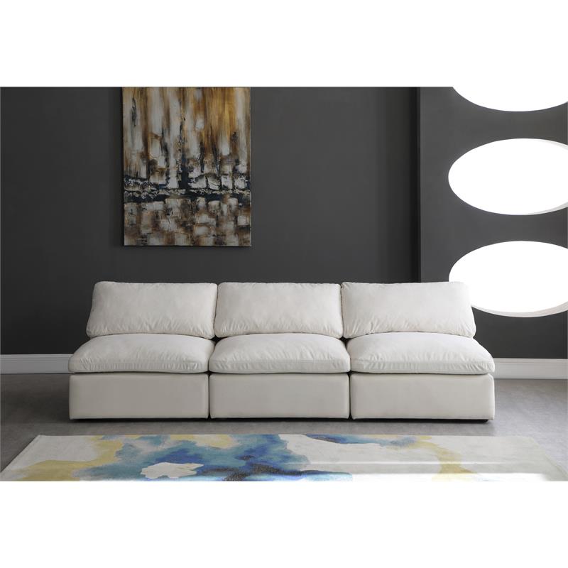 Bowery Hill Contemporary Standard Cream Velvet Modular Armless Sofa