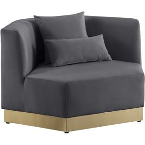 Bowery Hill Contemporary Upholstered Gray Velvet Chair with Stainless Steel Base
