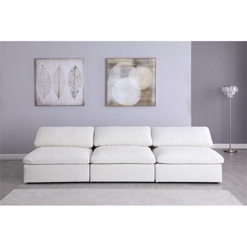 Bowery Hill Upholstered Deluxe Cream Linen Fabric Modular Armless Sofa