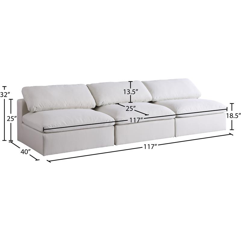 Bowery Hill Upholstered Deluxe Cream Linen Fabric Modular Armless Sofa