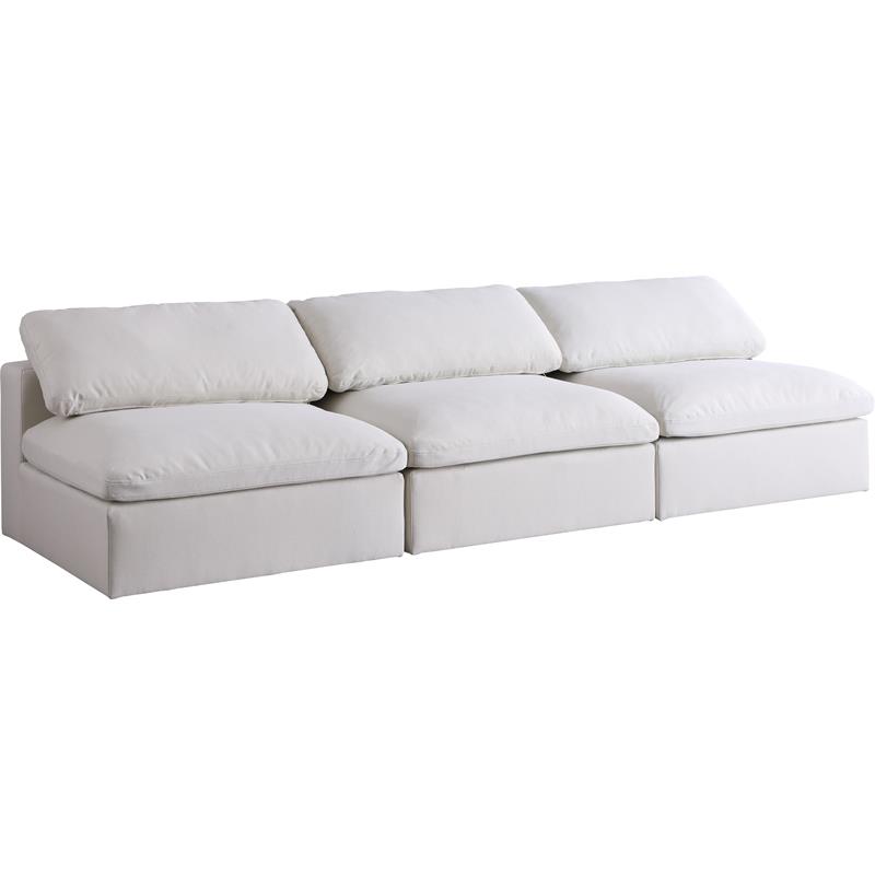 Bowery Hill Upholstered Deluxe Cream Linen Fabric Modular Armless Sofa