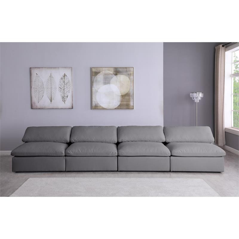 Bowery Hill Upholstered Deluxe Gray Linen Fabric Modular Armless Sofa