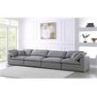 Bowery Hill Upholstered Gray Durable Linen Fabric Deluxe Modular Sofa