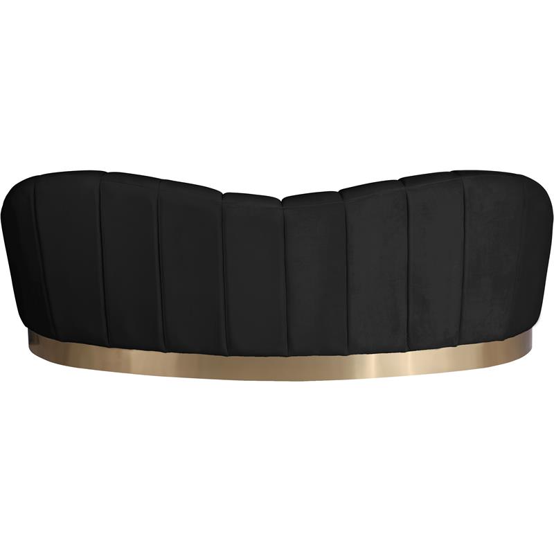 Bowery Hill Upholstered Black Velvet Sofa with Sturdy Stainless Steel Base