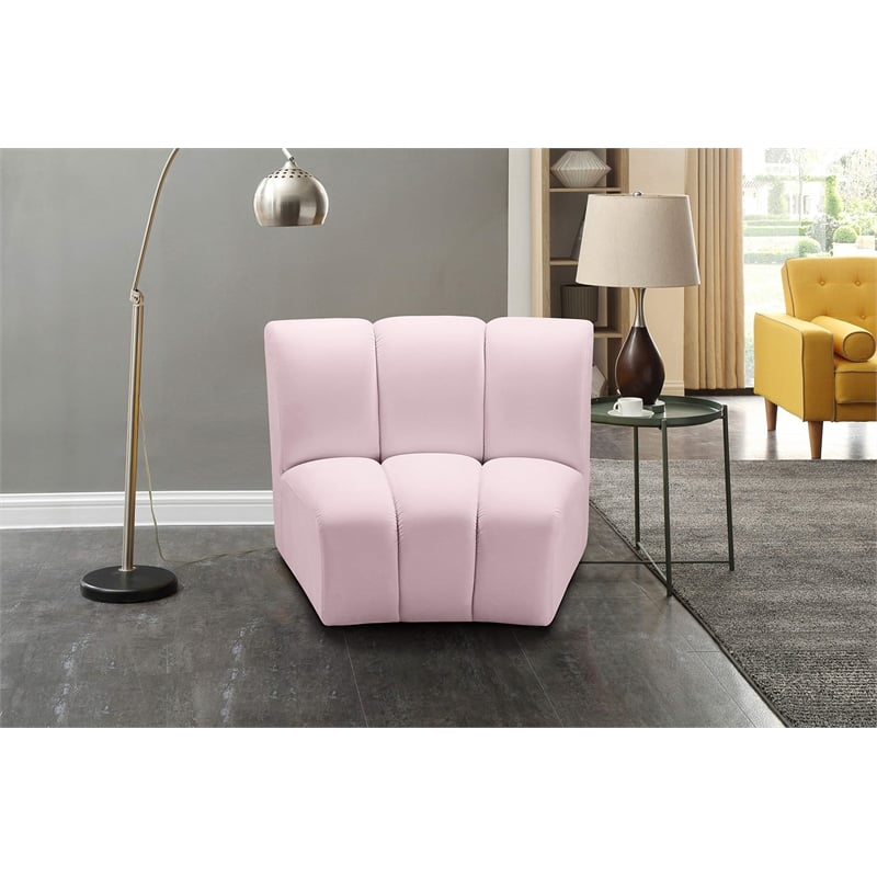 Bowery Hill Contemporary Upholstered Pink Velvet Modular Chair