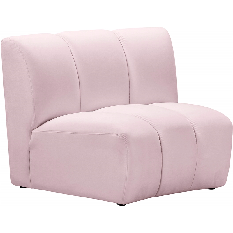 Bowery Hill Contemporary Upholstered Pink Velvet Modular Chair