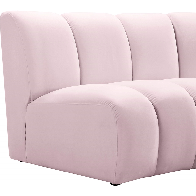 Bowery Hill Contemporary Upholstered Pink Velvet Modular Chair