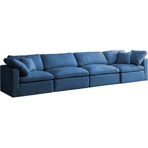 Bowery Hill Contemporary Soft Standard Navy Velvet Modular Sofa