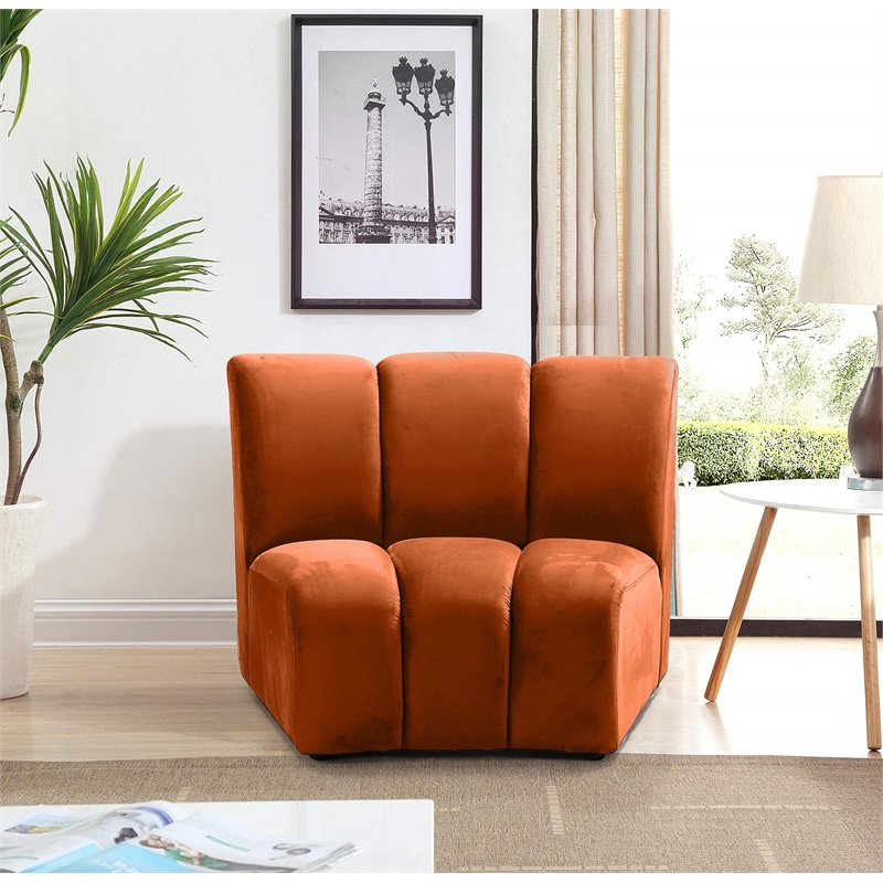 Bowery Hill Contemporary Upholstered Cognac Velvet Modular Chair