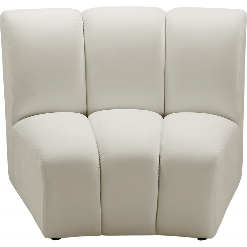 Bowery Hill Contemporary Upholstered Cream Velvet Modular Chair