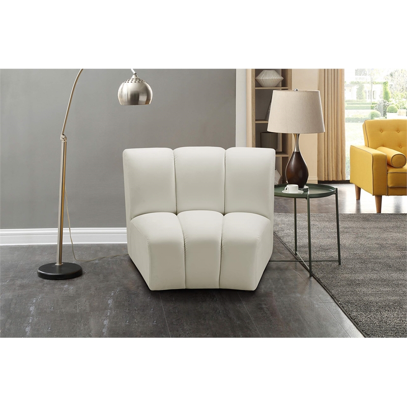 Bowery Hill Contemporary Upholstered Cream Velvet Modular Chair