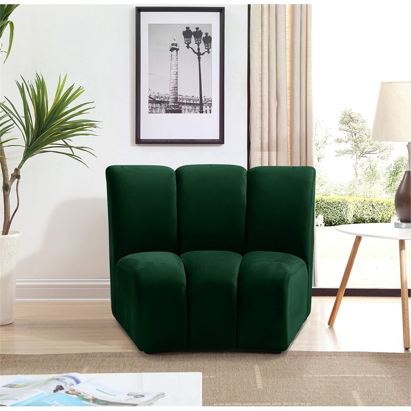 Bowery Hill Contemporary Upholstered Green Velvet Modular Chair