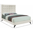 Bowery Hill Contemporary Deep Button Tufted Soft Cream Velvet Full Bed