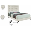 Bowery Hill Contemporary Deep Button Tufted Soft Cream Velvet King Bed