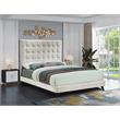 Bowery Hill Contemporary Deep Button Tufted Soft Cream Velvet Queen Bed