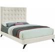Bowery Hill Contemporary Deep Button Tufted Soft Cream Velvet Queen Bed