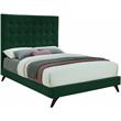 Bowery Hill Contemporary Deep Button Tufted Soft Green Velvet Full Bed