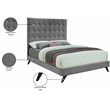 Bowery Hill Contemporary Deep Button Tufted Soft Gray Velvet Full Bed