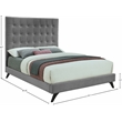 Bowery Hill Contemporary Deep Button Tufted Soft Gray Velvet Full Bed