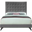 Bowery Hill Contemporary Deep Button Tufted Soft Gray Velvet Full Bed