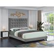 Bowery Hill Contemporary Deep Button Tufted Soft Gray Velvet Queen Bed