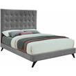 Bowery Hill Contemporary Deep Button Tufted Soft Gray Velvet Queen Bed