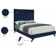 Bowery Hill Contemporary Deep Button Tufted Soft Navy Velvet Full Bed
