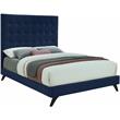 Bowery Hill Contemporary Deep Button Tufted Soft Navy Velvet Full Bed