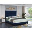 Bowery Hill Contemporary Deep Button Tufted Soft Navy Velvet King Bed