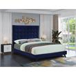 Bowery Hill Contemporary Deep Button Tufted Soft Navy Velvet Queen Bed