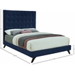 Bowery Hill Contemporary Deep Button Tufted Soft Navy Velvet Queen Bed