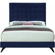 Bowery Hill Contemporary Deep Button Tufted Soft Navy Velvet Queen Bed
